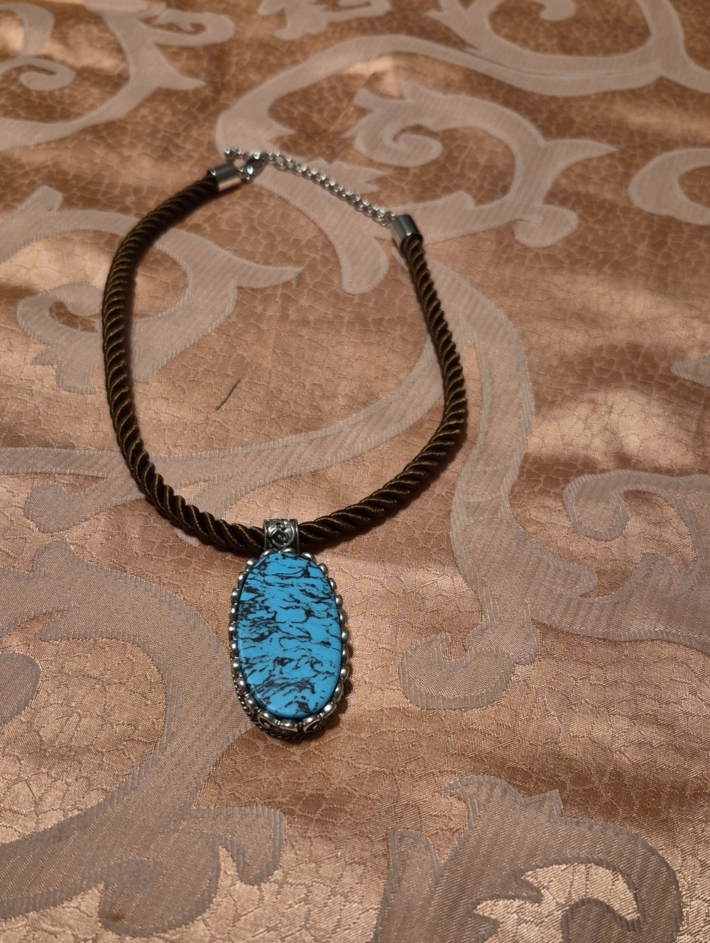 Blue Stone Pendant Rope Necklace - Women Jewelry